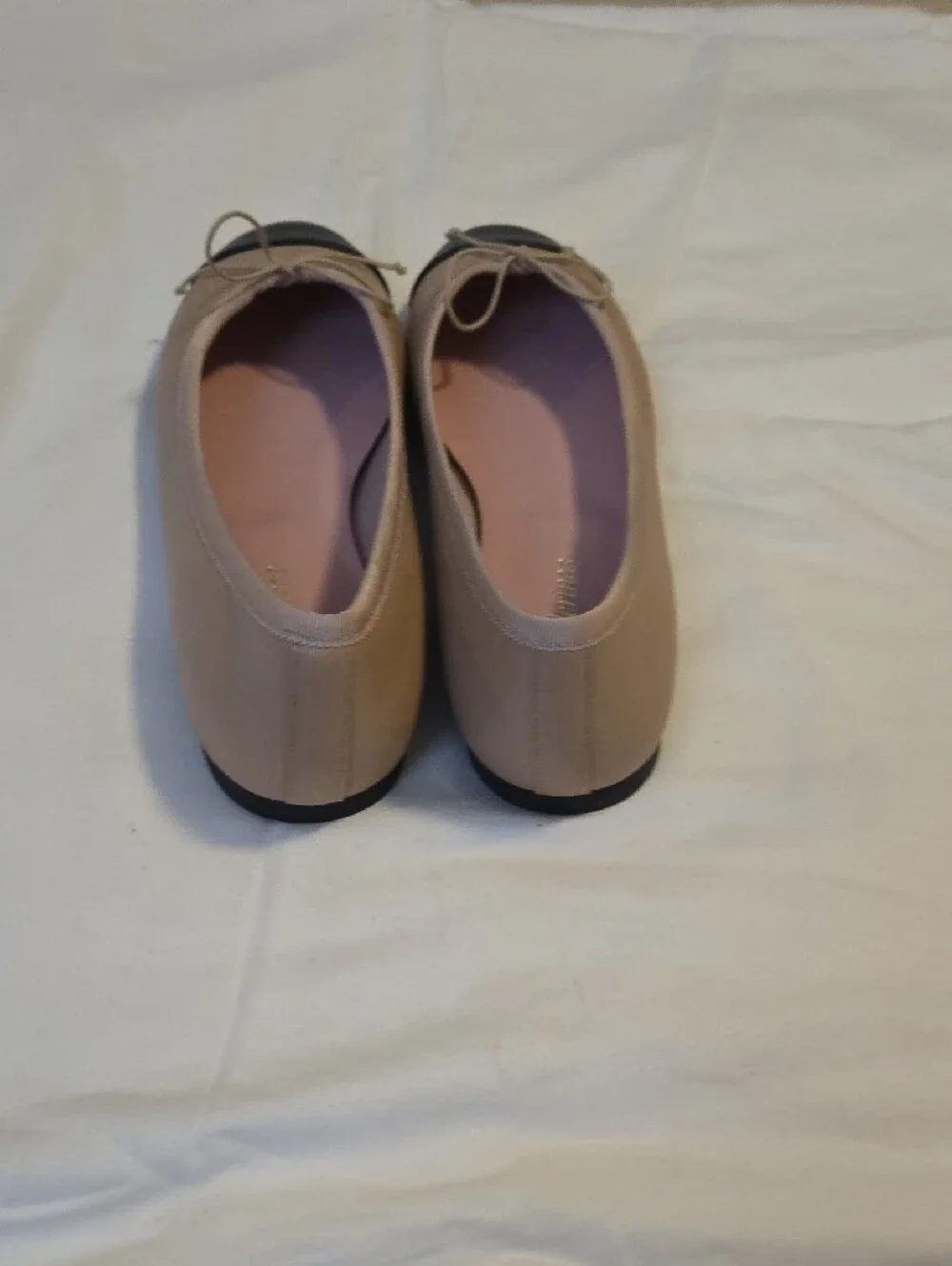 Tory Burch Beige Ballet Flats with Black Cap Toe